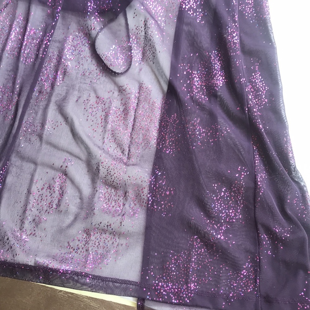 Vintage Y2K 90s Dress Purple Glitter Cowneck Sparkle Party Formal Cocktail HiLo - Picture 12 of 17